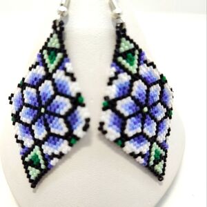 Handmade beaded floral style earrings